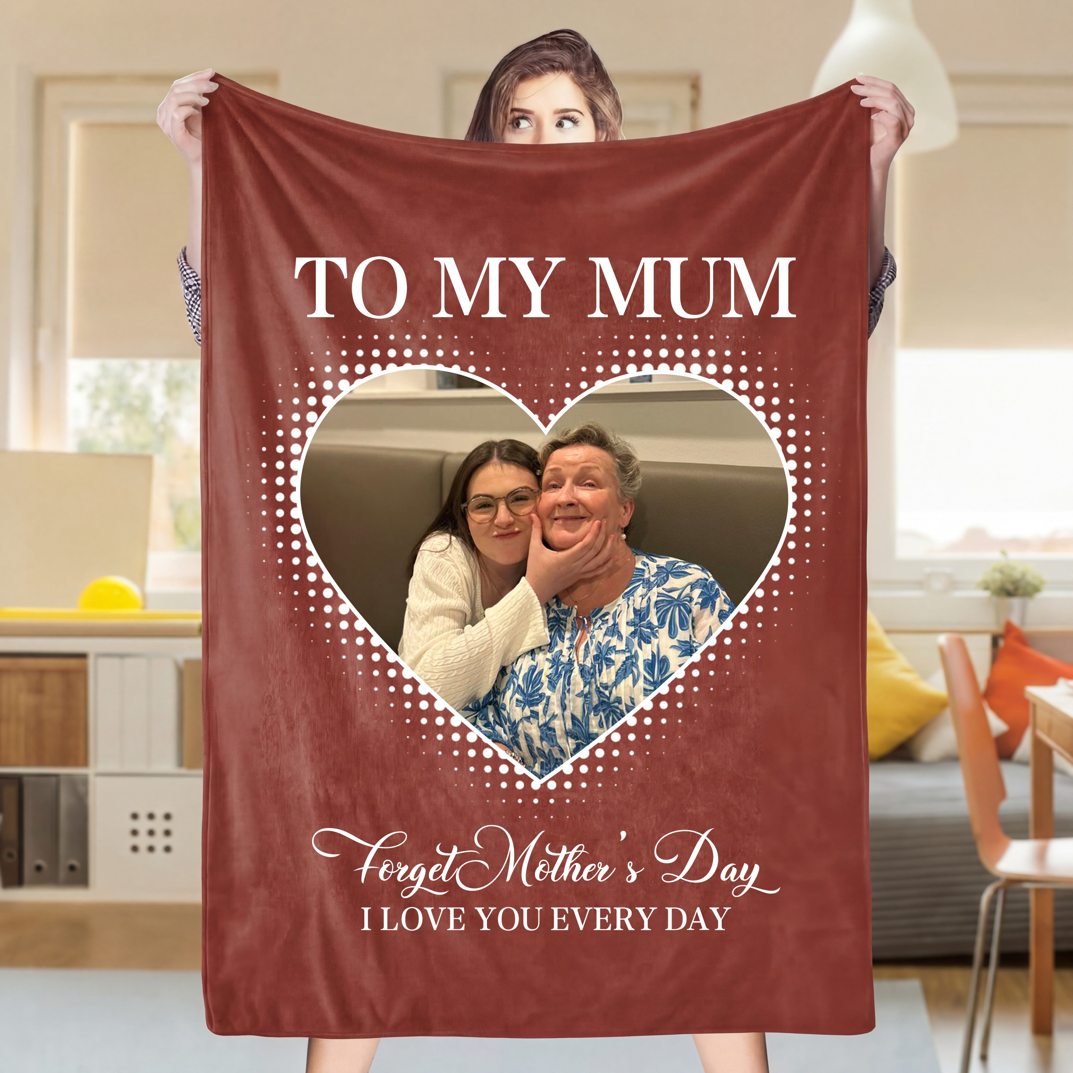 Personalized Heart Photo Blanket – Custom “To My Mum” Blanket Gift for Mom | Mother’s Day Gift