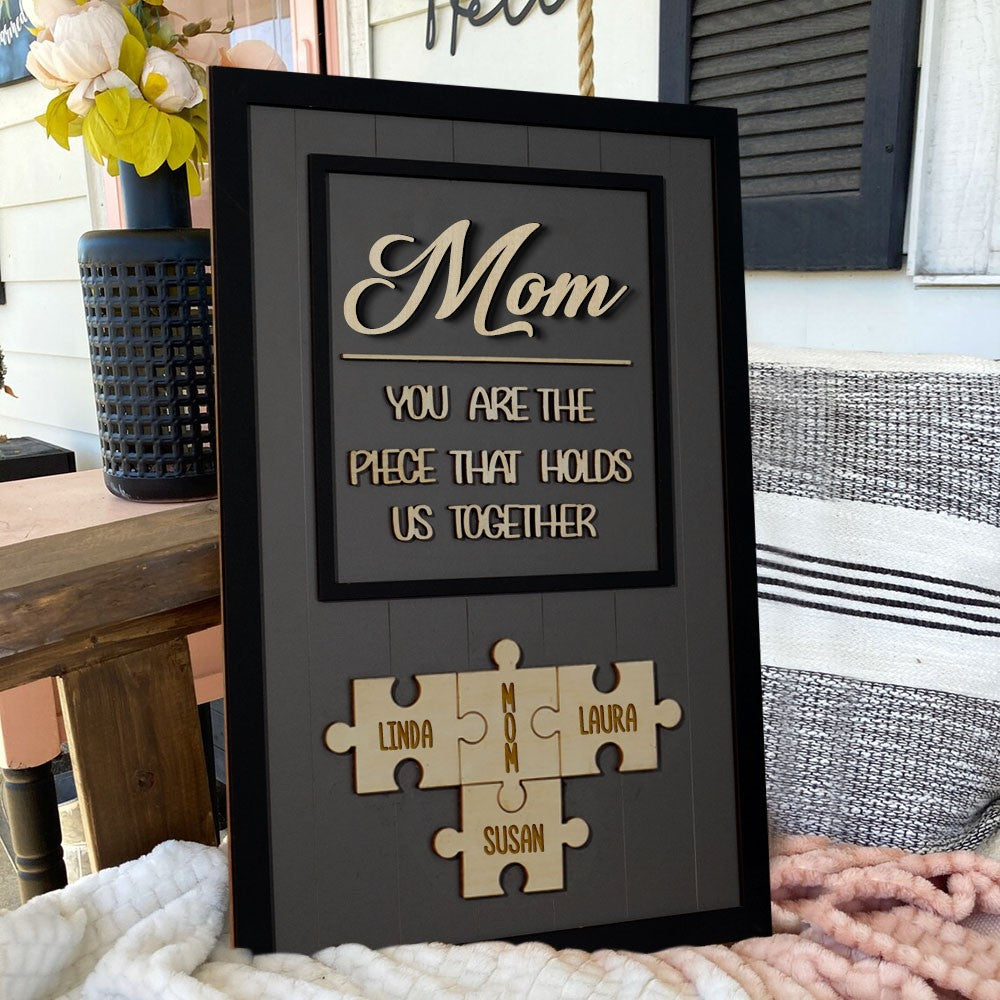Mother's Day Wood Puzzle Sign Custom Gift For Mom