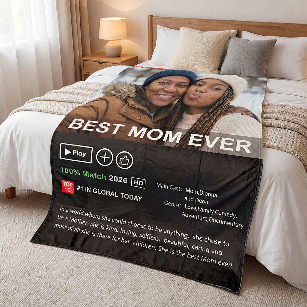 ⭐️Custom MOMFLIX Movie Photo Blanket: The Perfect Mother's Day Gift