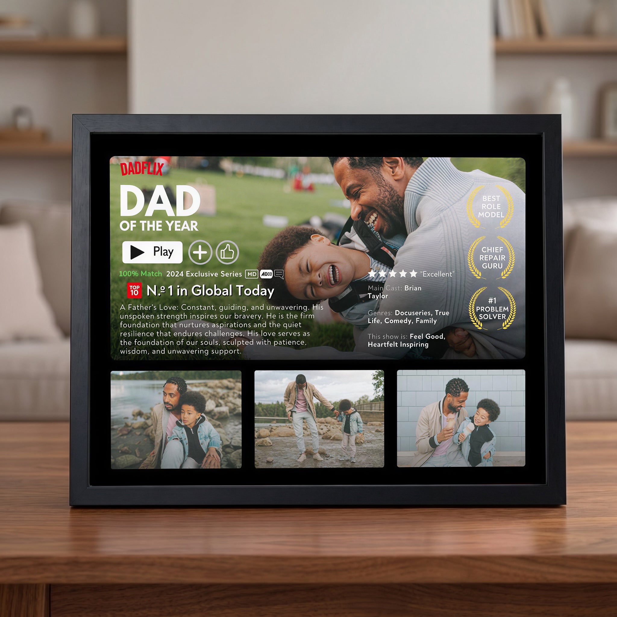 Personalized Dadflix Photo Movie Frames, Father's Day Gifts For Dads