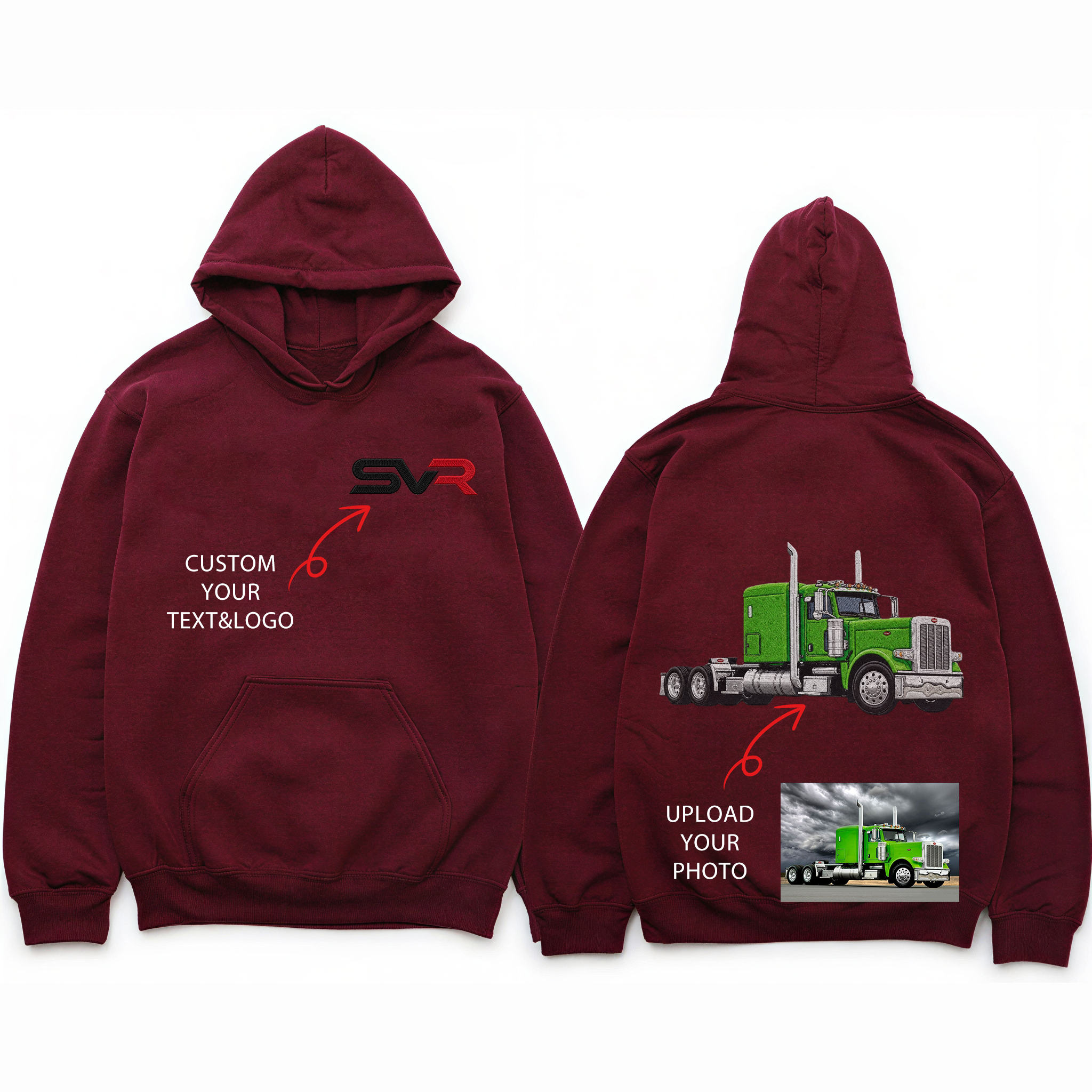 Custom Embroidered Big Rig Car Hoodie (Back Design)—The Perfect Gift For Car Enthusiasts, Boyfriends, Or Dads
