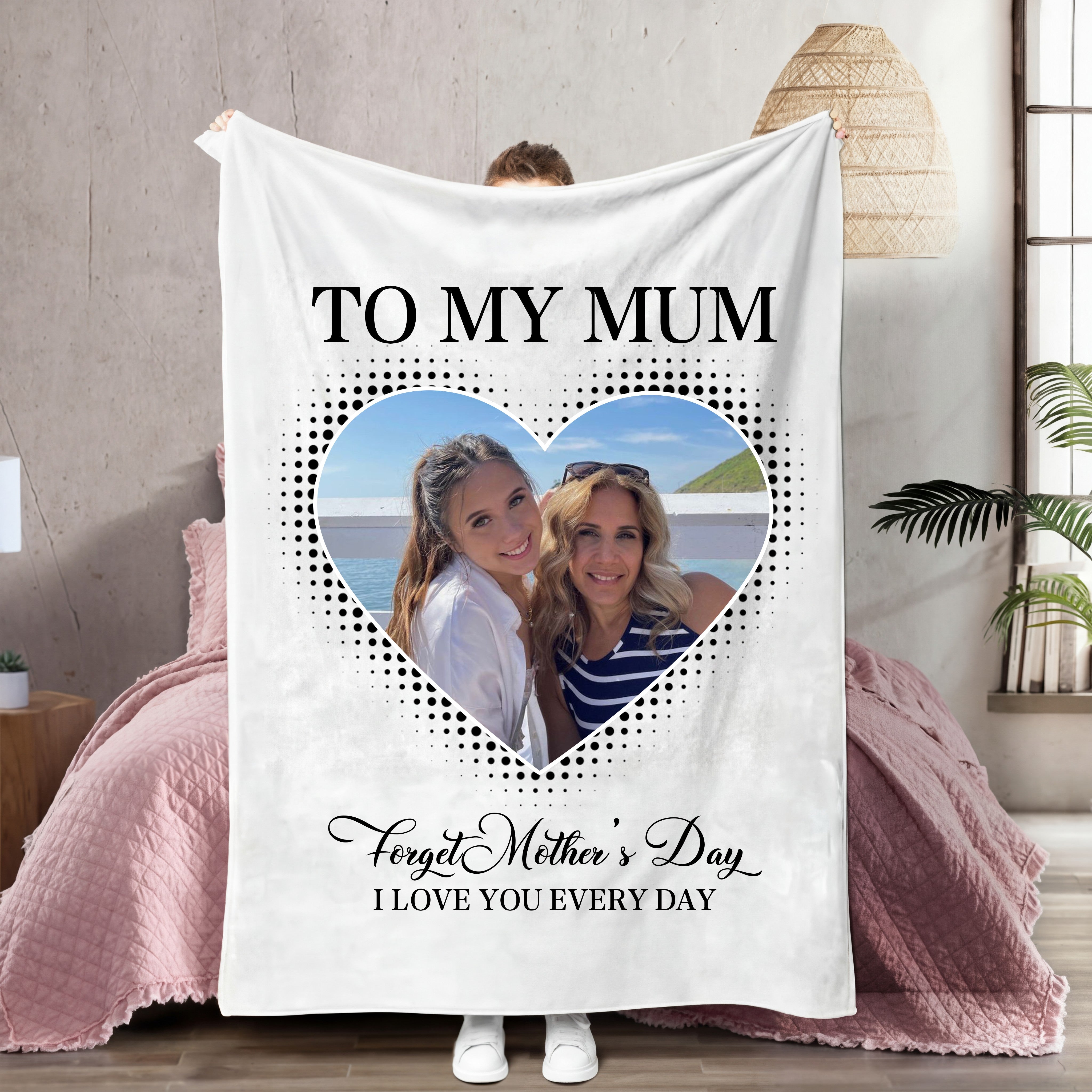 Personalized Heart Photo Blanket – Custom “To My Mum” Blanket Gift for Mom | Mother’s Day Gift