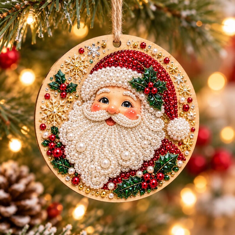DIY Christmas Pearl Art Ornament Kit-Handmade Beaded Christmas Tree Decorations, Holiday Craft Set for Family & Couples