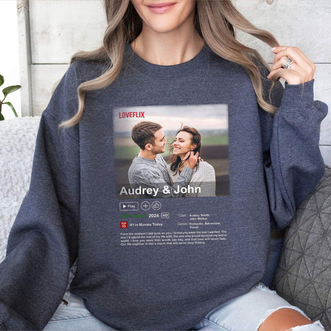 ⭐️Custom LOVEFLIX Movie Photo Shirt With Your Love Story