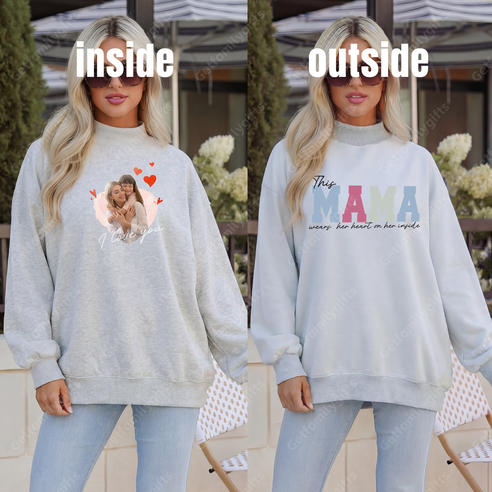 Wear Your Heart on the Inside – Custom Mama Reversible Sweatshirt