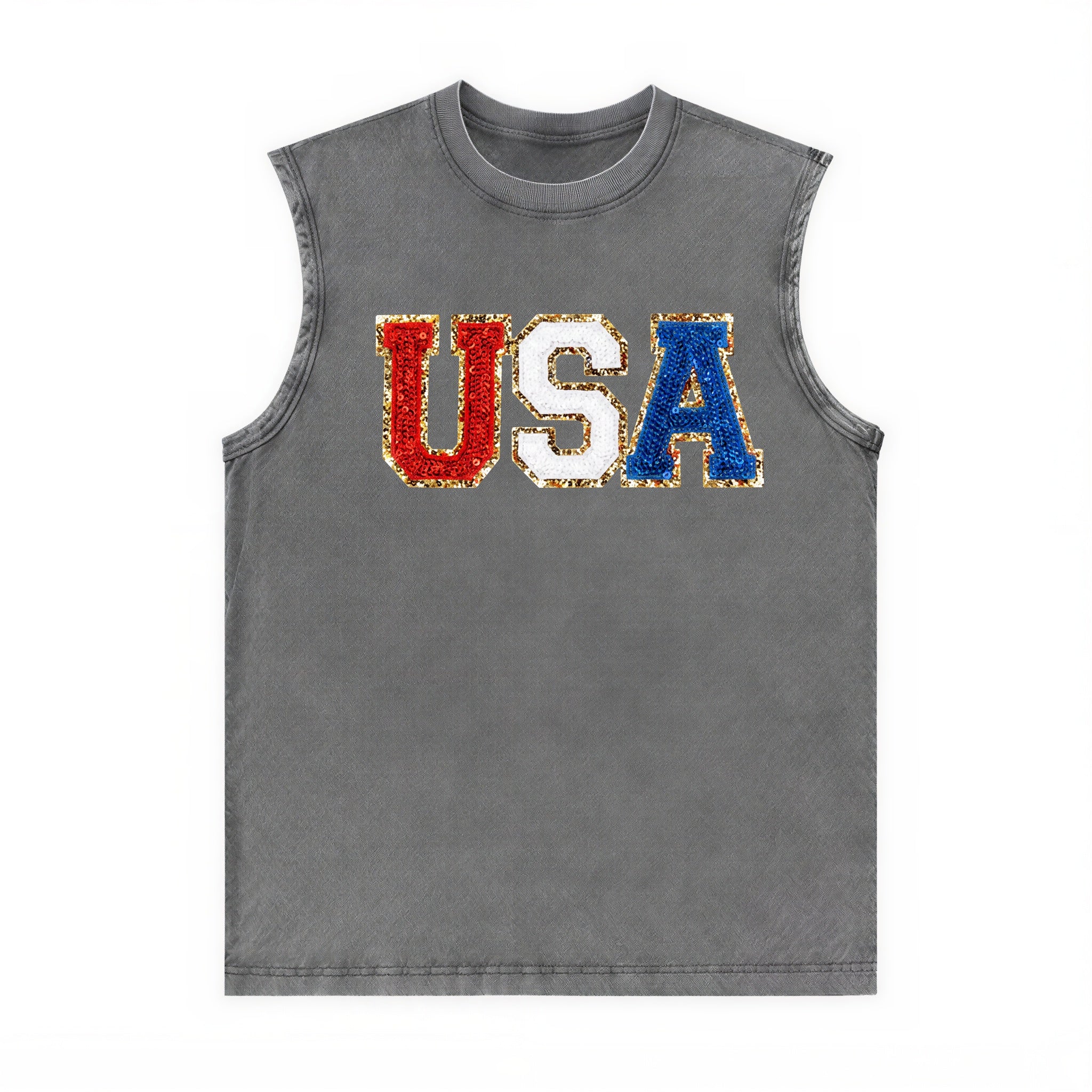 Washed USA Patriotic Tank with Custom Back Text Personalized 4th of July Top