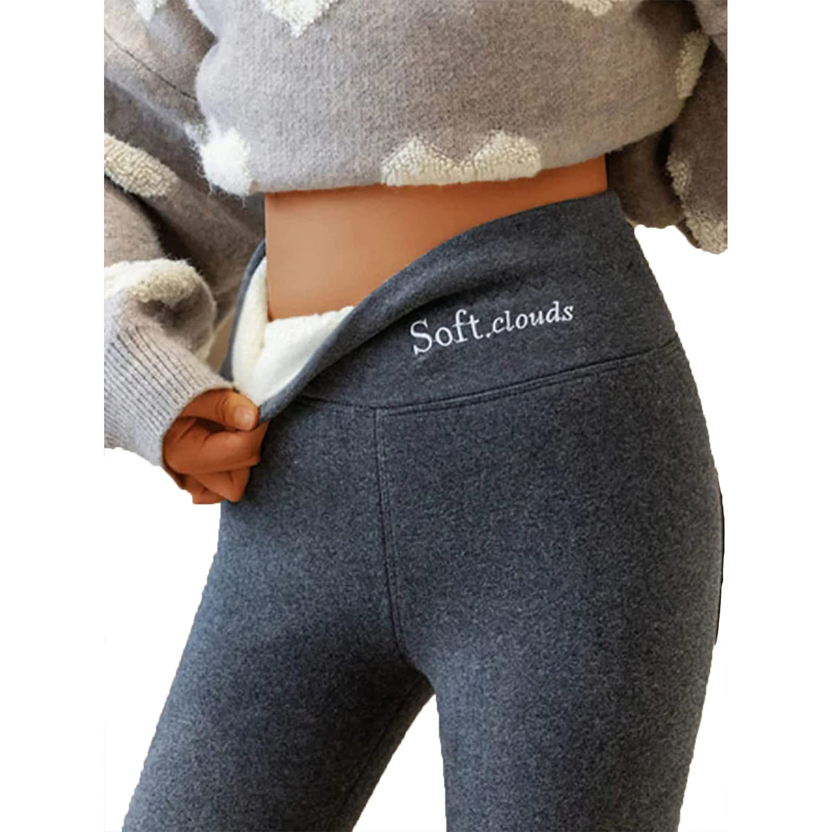 Casual Warm Winter Solid Pants Soft Fleece Leggings