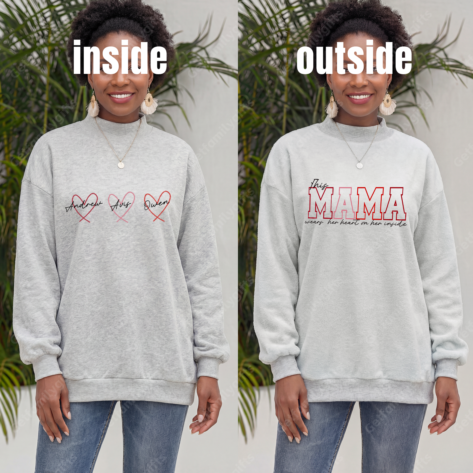Wear Your Heart on the Inside – Custom Mama Reversible Sweatshirt