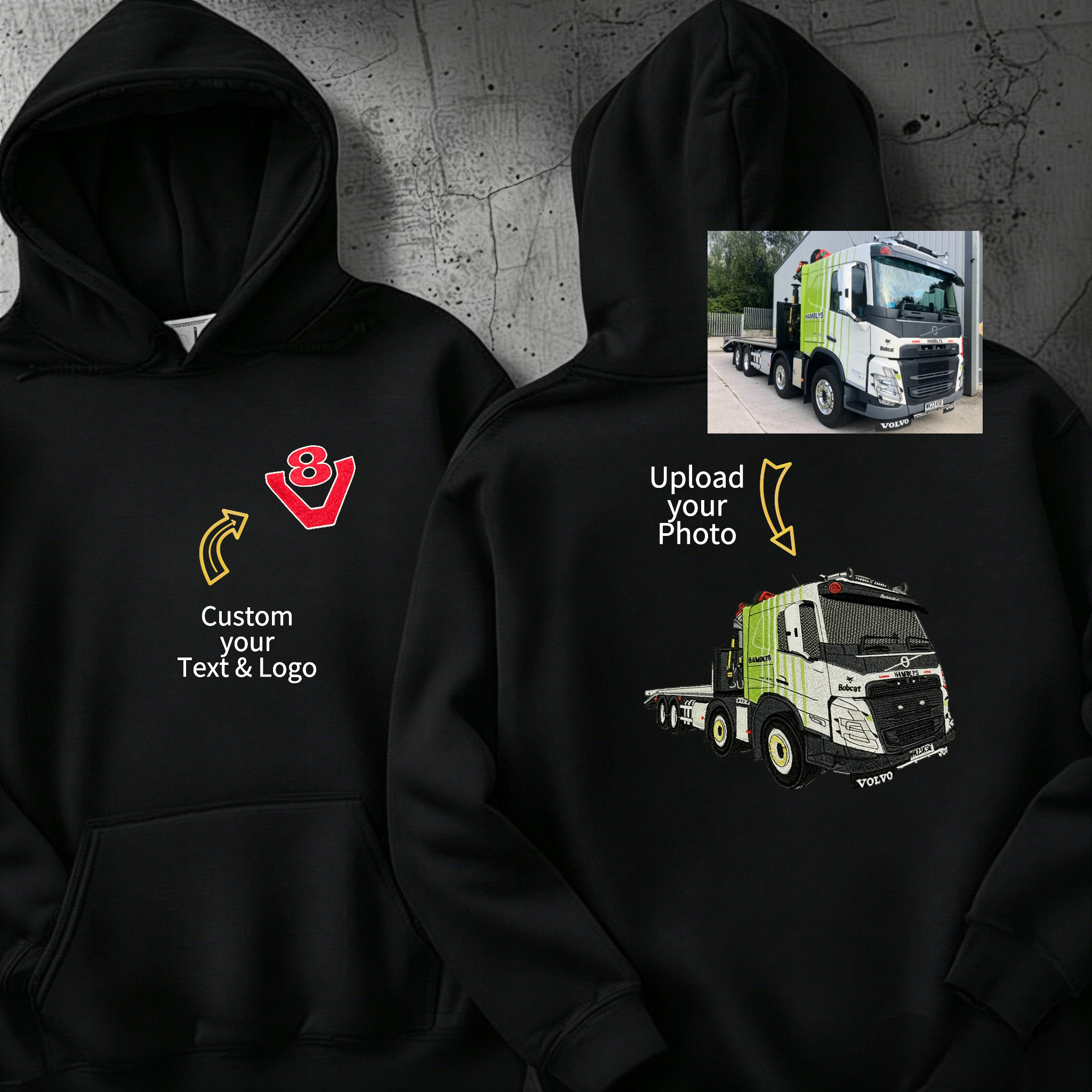 Custom Embroidered Car Hoodie (Back Design)—The Perfect Gift For Car Enthusiasts, Boyfriends, Or Dads