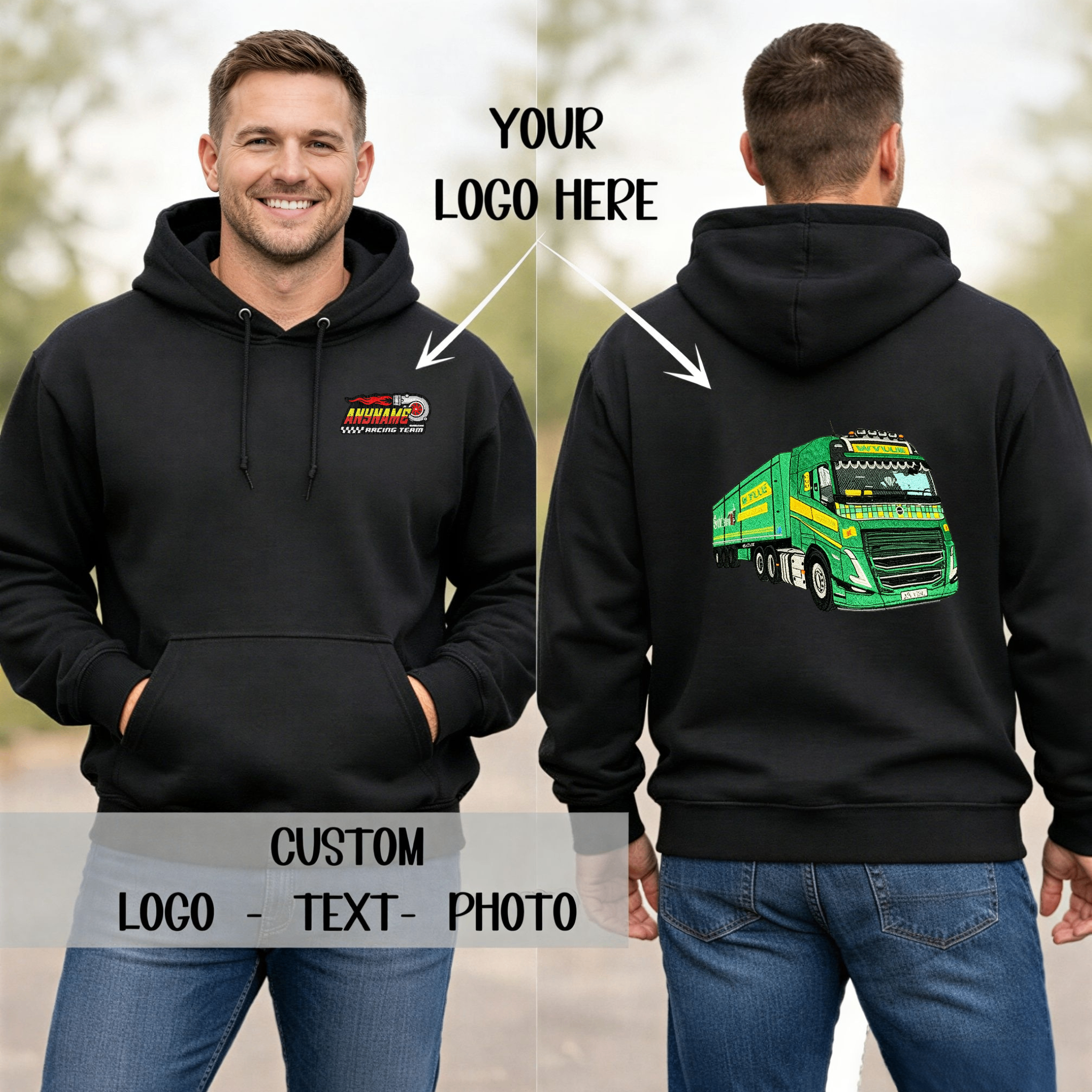 Custom Embroidered Car Hoodie (Back Design)—The Perfect Gift For Car Enthusiasts, Boyfriends, Or Dads