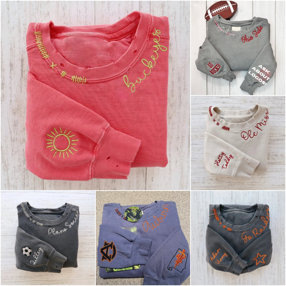 VINTAGE CUSTOM CREW-Custom Embroidered Hand Distressed Sweatshirt Crewneck