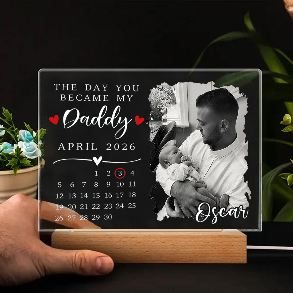 Custom LED Photo Frame for Dad | Personalized with "The Day You Became My Daddy" Date, Father's Day Gift