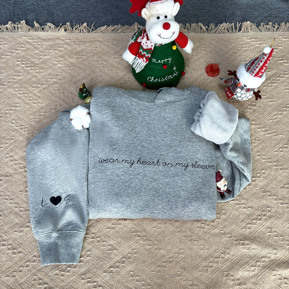 Klamay™ Plus Velvet Style-Custom I wear my heart on my sleeve Sweatshirt/Hoodie