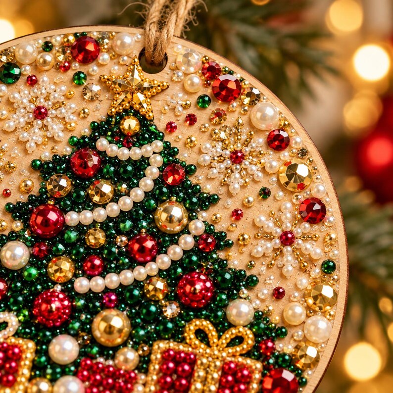 DIY Christmas Pearl Art Ornament Kit-Handmade Beaded Christmas Tree Decorations, Holiday Craft Set for Family & Couples