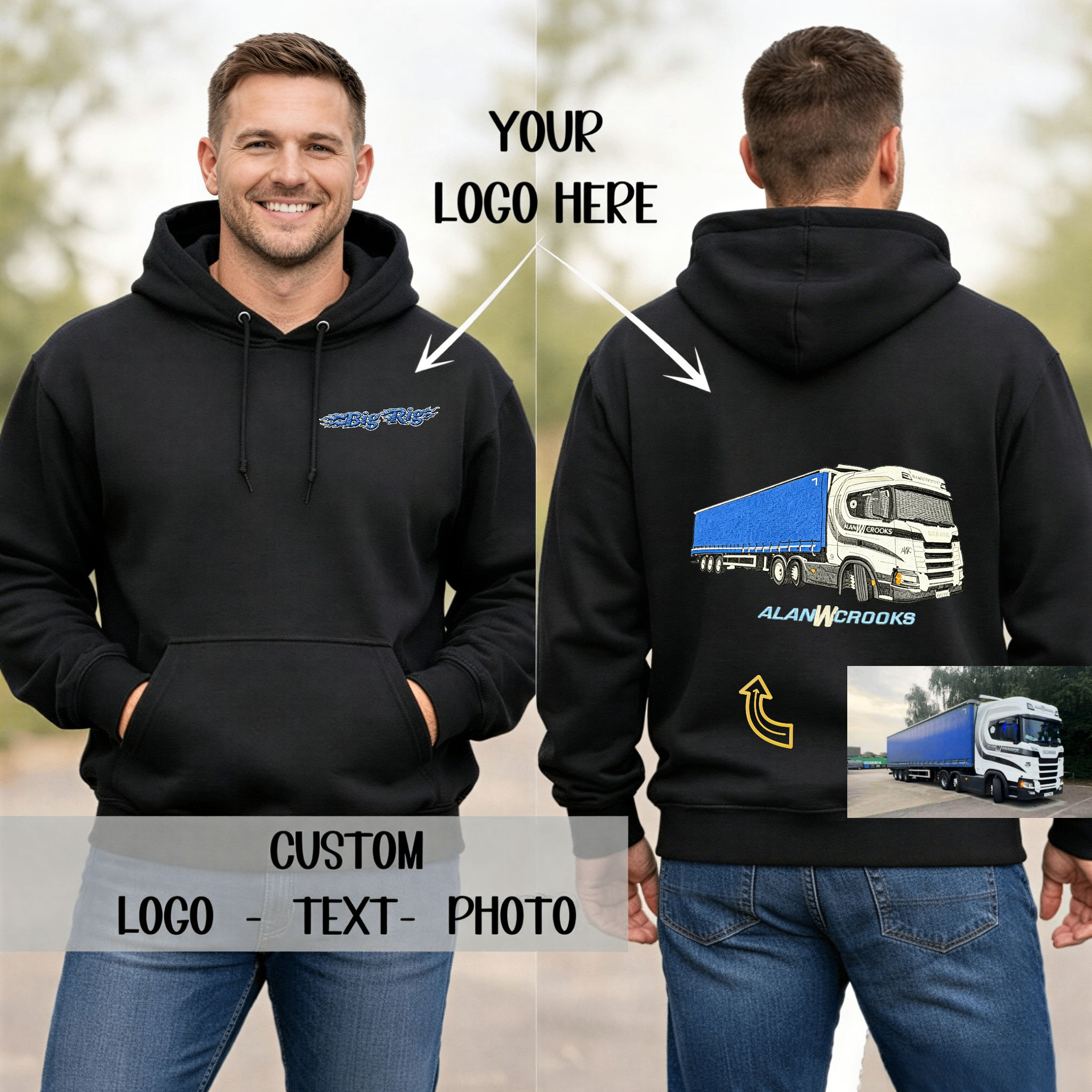 Custom Embroidered Car Hoodie (Back Design)—The Perfect Gift For Car Enthusiasts, Boyfriends, Or Dads