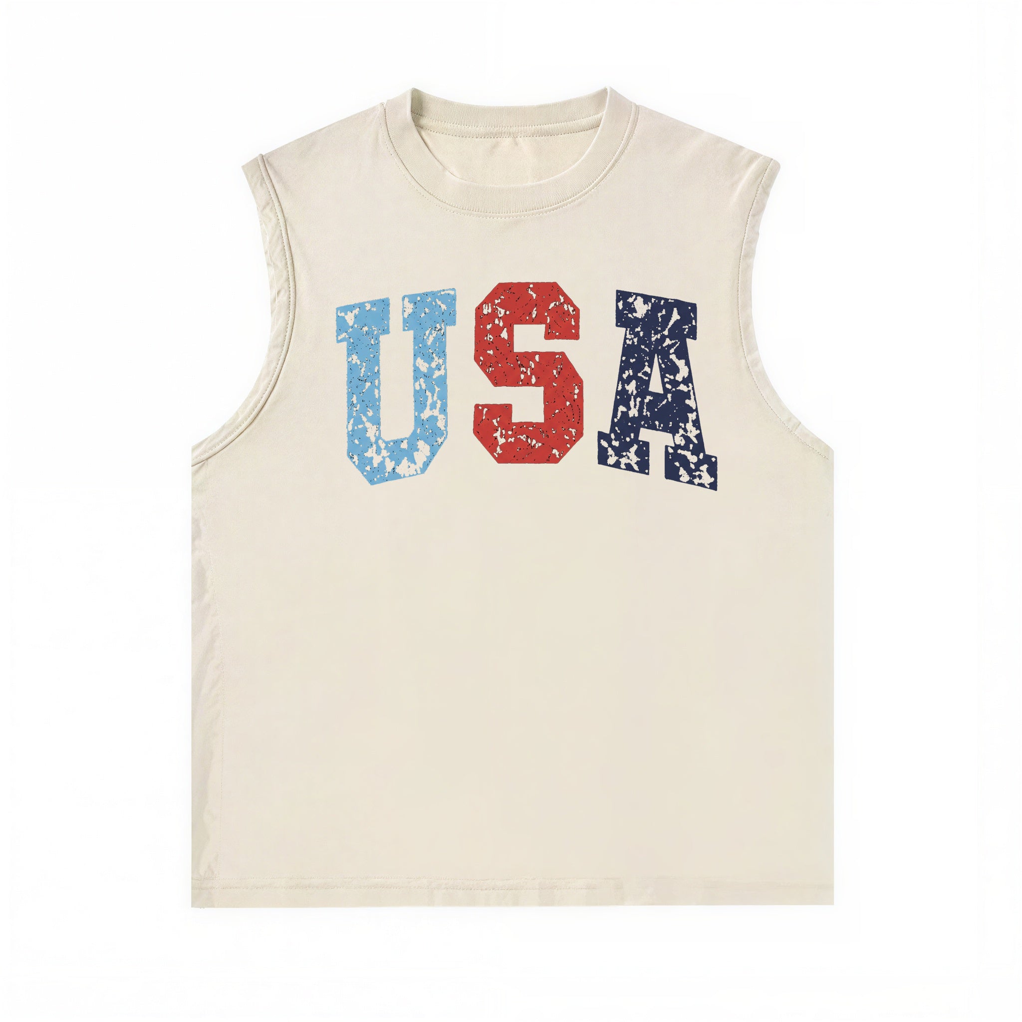 Washed USA Patriotic Tank with Custom Back Text Personalized 4th of July Top