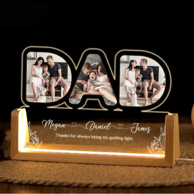 Personalized Best Dad Photo Name Night Light, Best Gift For Father's Day