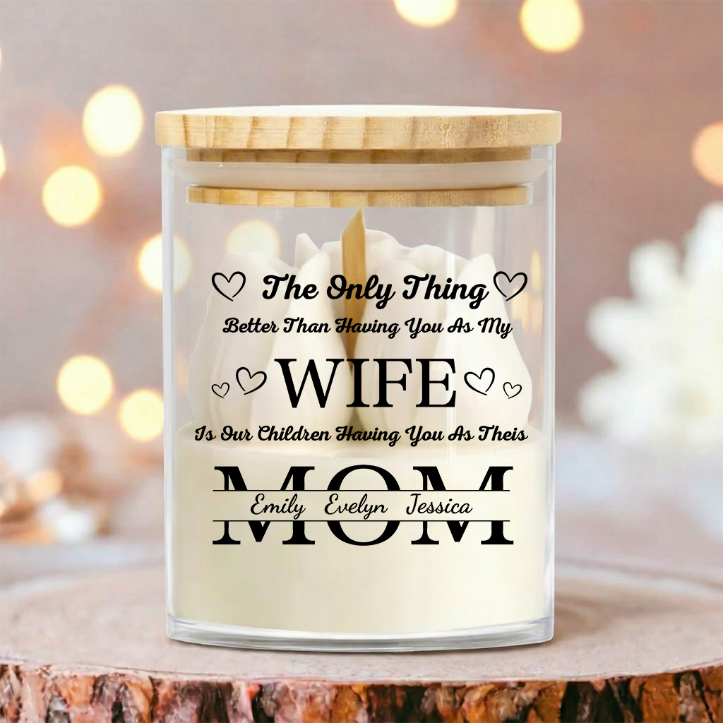 Personalized Soy Wax Candle – Custom Family Message Gift for Wife, Mother’s Day Special
