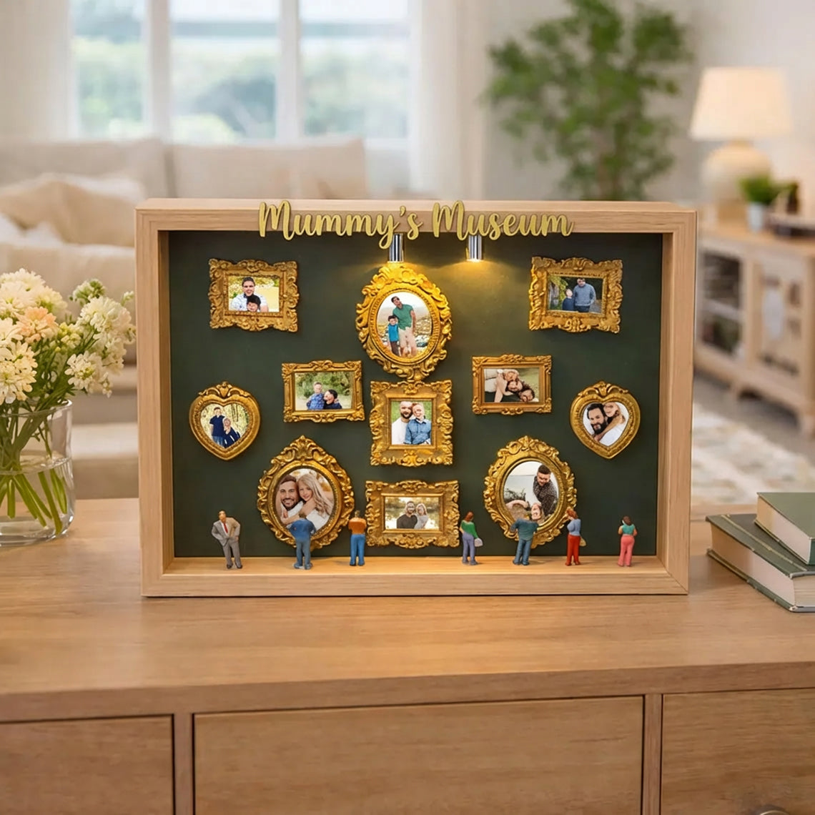 Personalized Mom's Memory Museum Photo Frame with Light, DIY Mini Museum Frame Box,Mother's Day Gift