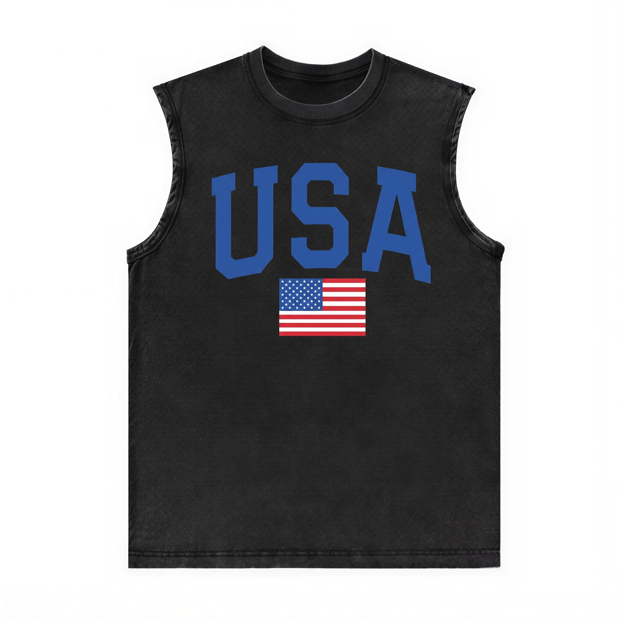 Washed USA Patriotic Tank with Custom Back Text Personalized 4th of July Top