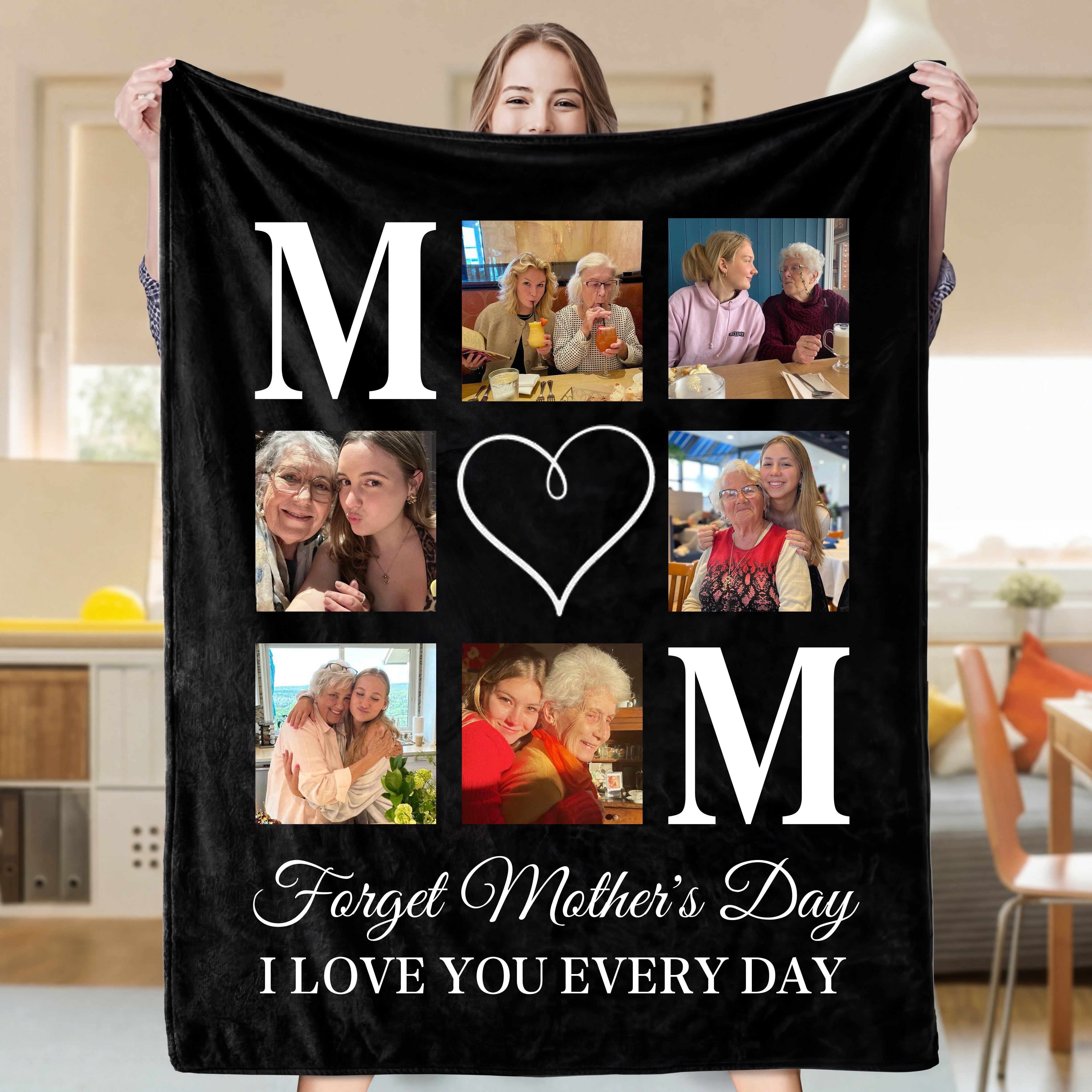Personalized Photo Collage Blanket – Custom MOM Heart Blanket Gift for Mom | Mother’s Day Gift