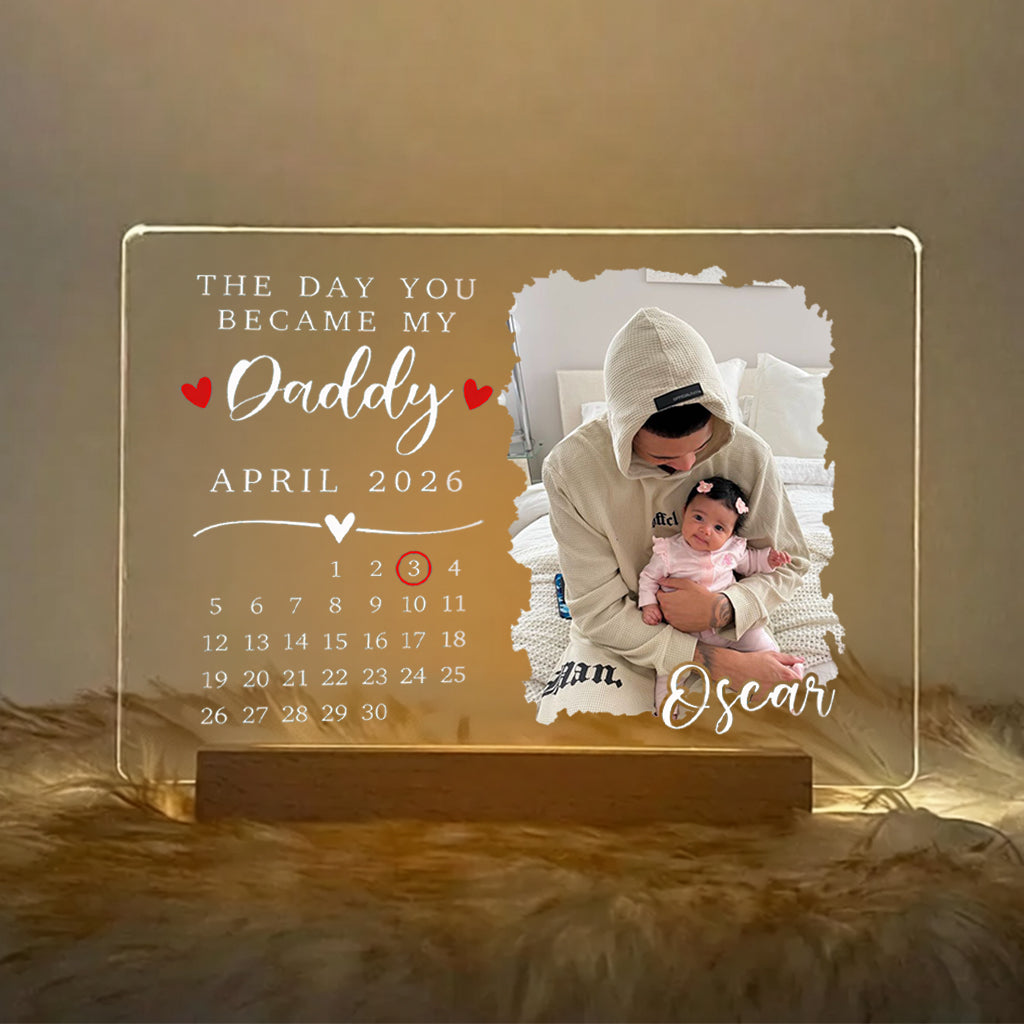 Custom LED Photo Frame for Dad | Personalized with "The Day You Became My Daddy" Date, Father's Day Gift