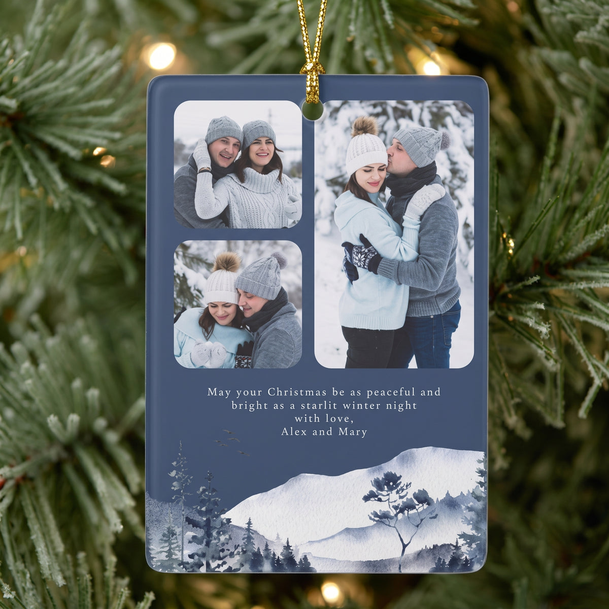 Postcard Christmas Ornament with Your Photo — Double-Sided, Pick Your Favorite Design