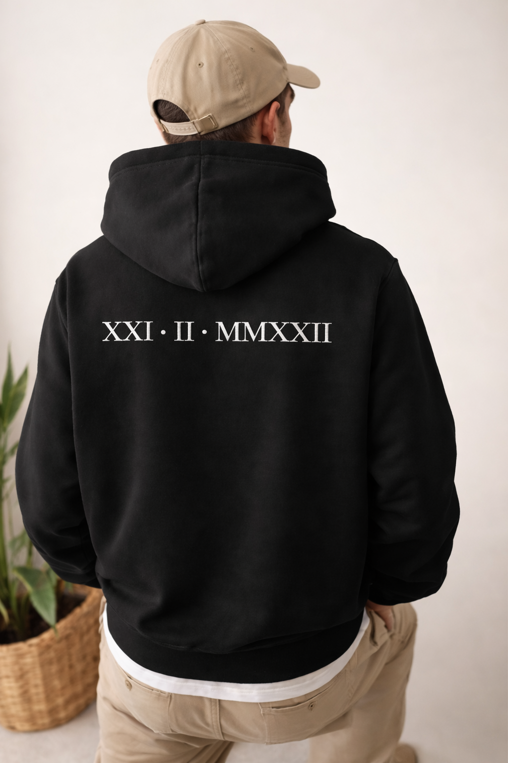 Roman Numeral BACK Embroidered Hoodie