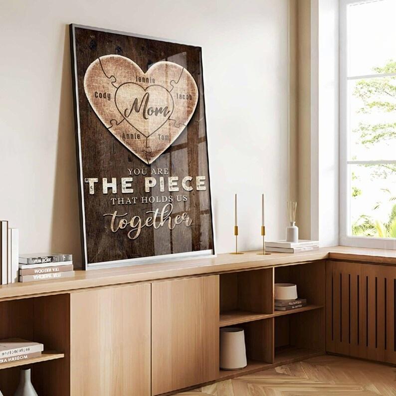 You Are The Piece That Holds Us Together Custom Heart Puzzle Canvas Wall Art