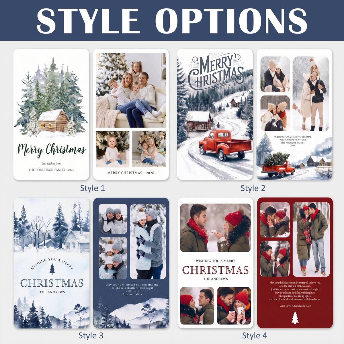 Postcard Christmas Ornament with Your Photo — Double-Sided, Pick Your Favorite Design