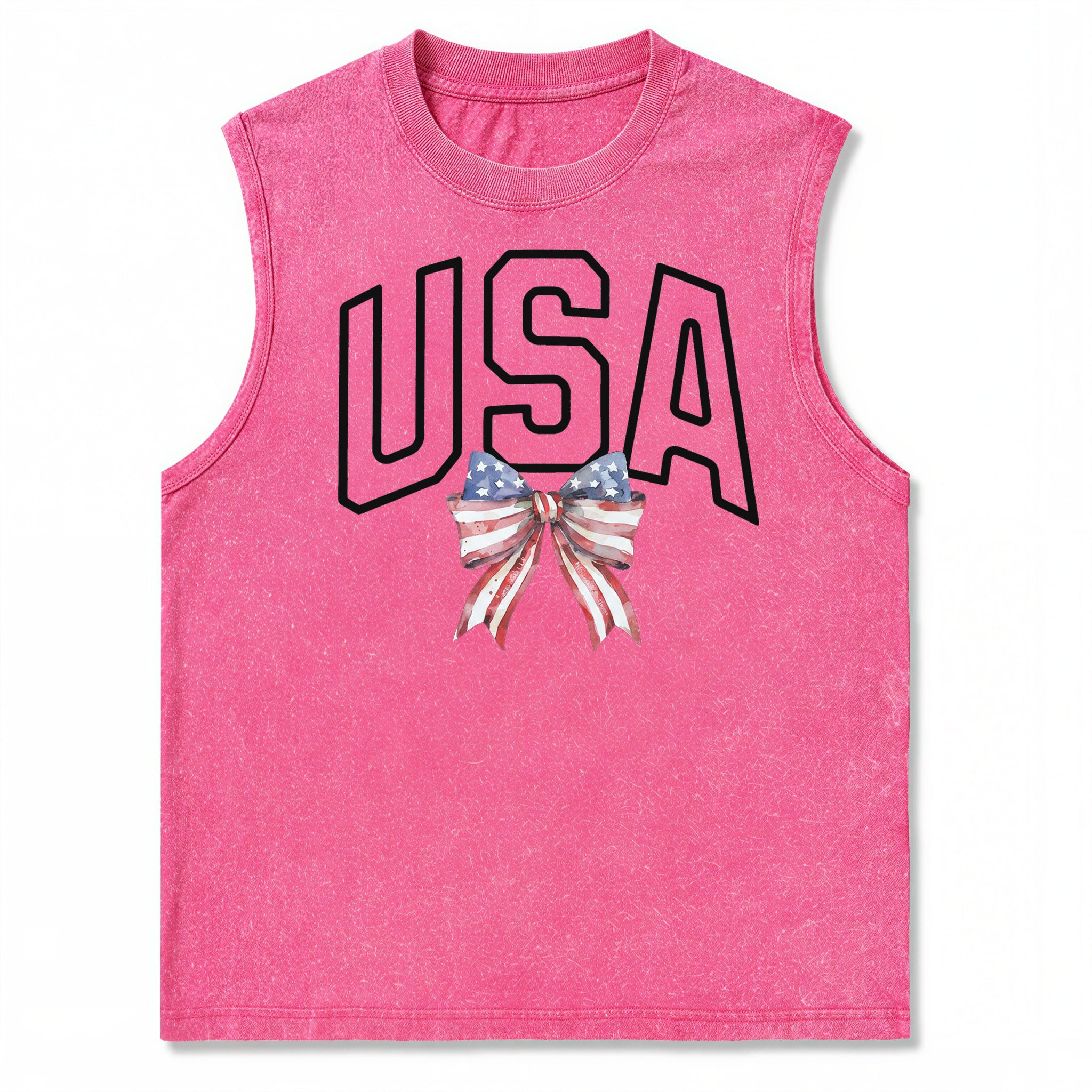 Washed USA Patriotic Tank with Custom Back Text Personalized 4th of July Top