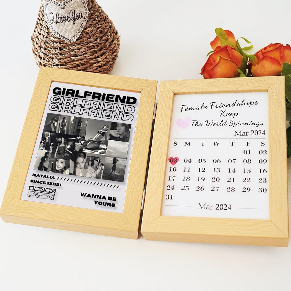 Personalized Girlfriend Photo Frame With Anniversary Calendar