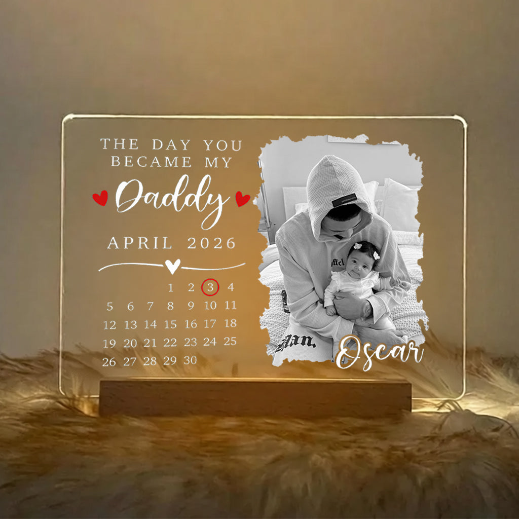 Custom LED Photo Frame for Dad | Personalized with "The Day You Became My Daddy" Date, Father's Day Gift