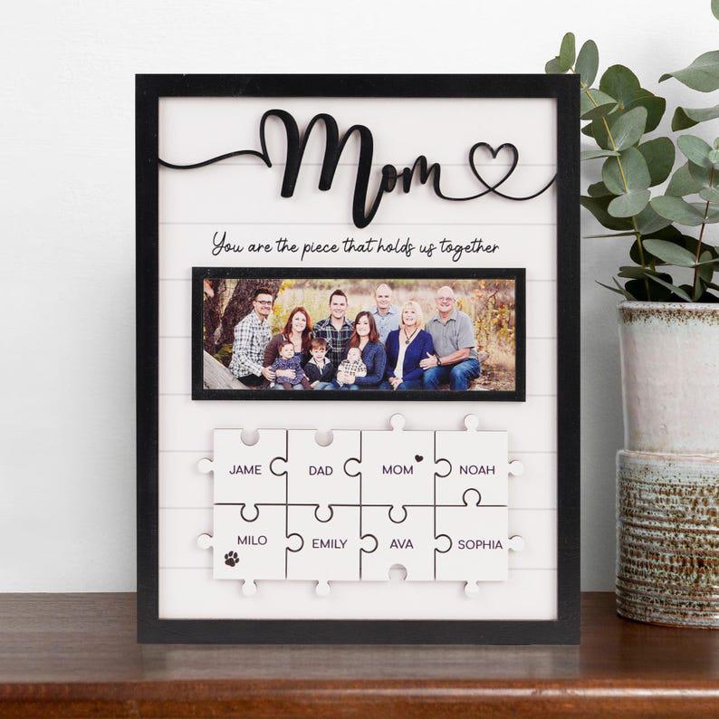 Personalize Family Puzzle Sign Personalized Gift –Wooden Sign For Mom