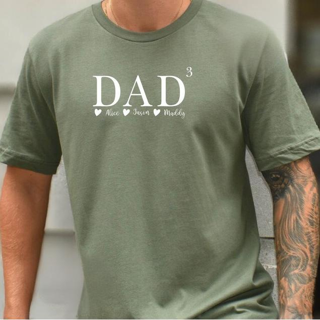 Custom Dad 2 Shirt With Kids Names, Third Baby Reveal, New Dad Gift