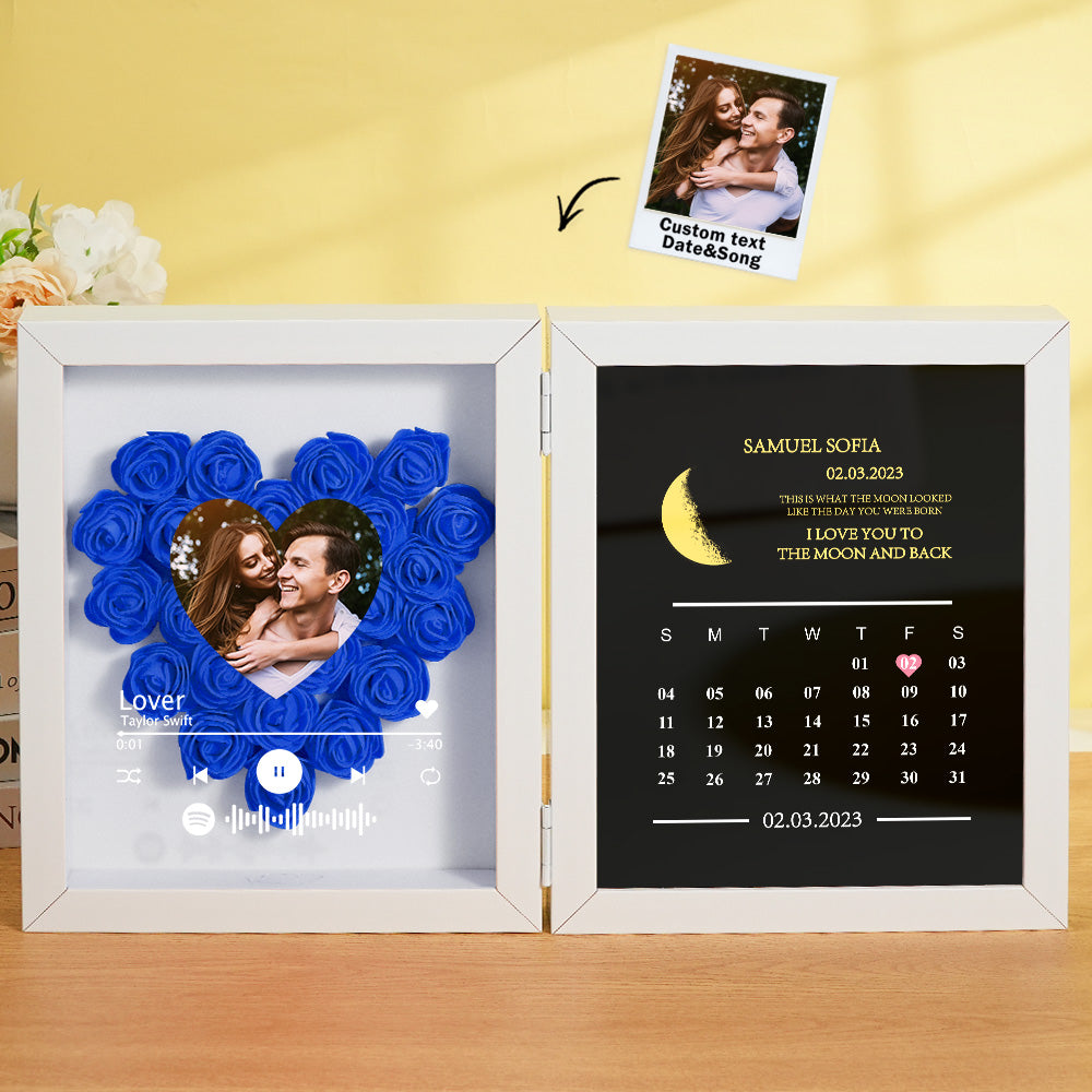 Personalized Photo Rose Flower Box Music Frame Moon Phase Calendar
