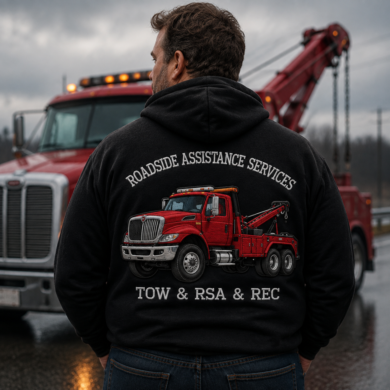 Personalized Truck Driver Hoodie – Custom Embroidered Big Rig Sweatshirt with Your Truck & Fleet Name – Gift for Truckers, Dads & Road Legends