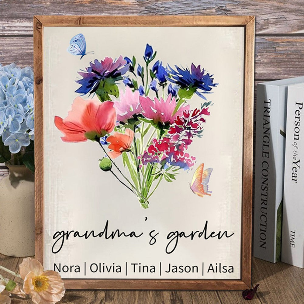 Custom Grandma's Garden Birth Flower Bouquet Art Print Mother's Day Gift