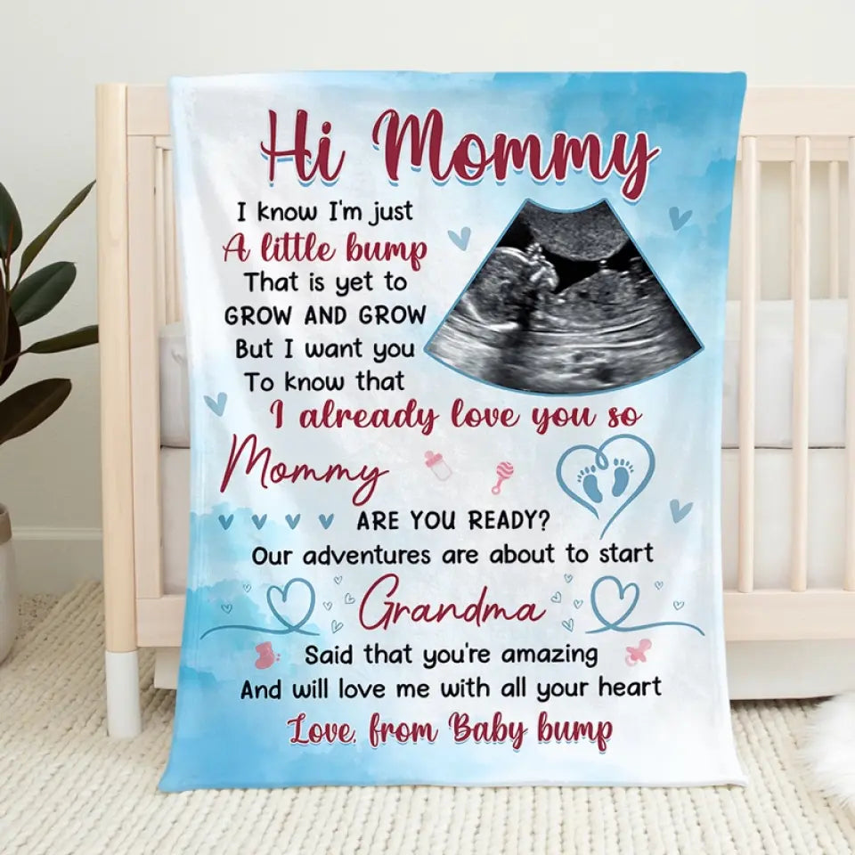 Custom Photo Family Blanket Gift For First Mom-Our Adventures Are About To Start