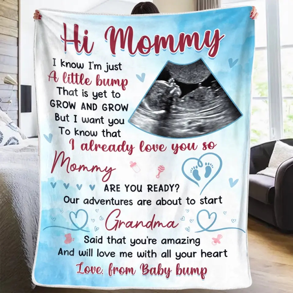 Custom Photo Family Blanket Gift For First Mom-Our Adventures Are About To Start