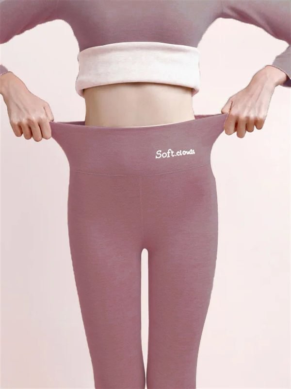 Casual Warm Winter Solid Pants Soft Fleece Leggings