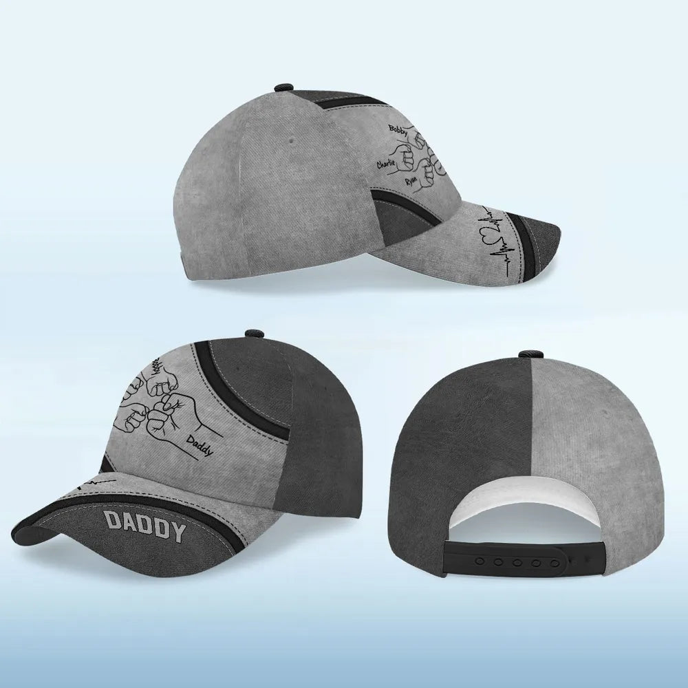 Outline Fist Bump Daddy Grandpa Personalized Classic Cap, Father's Day Gift