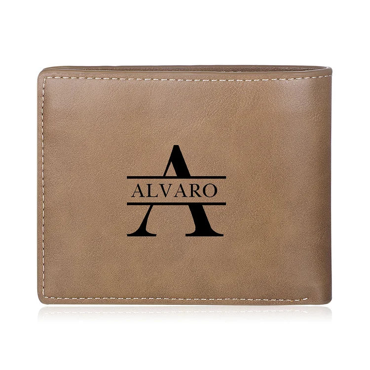 Men Bifold Wallet Personalized Photo Monogram Wallet for Him