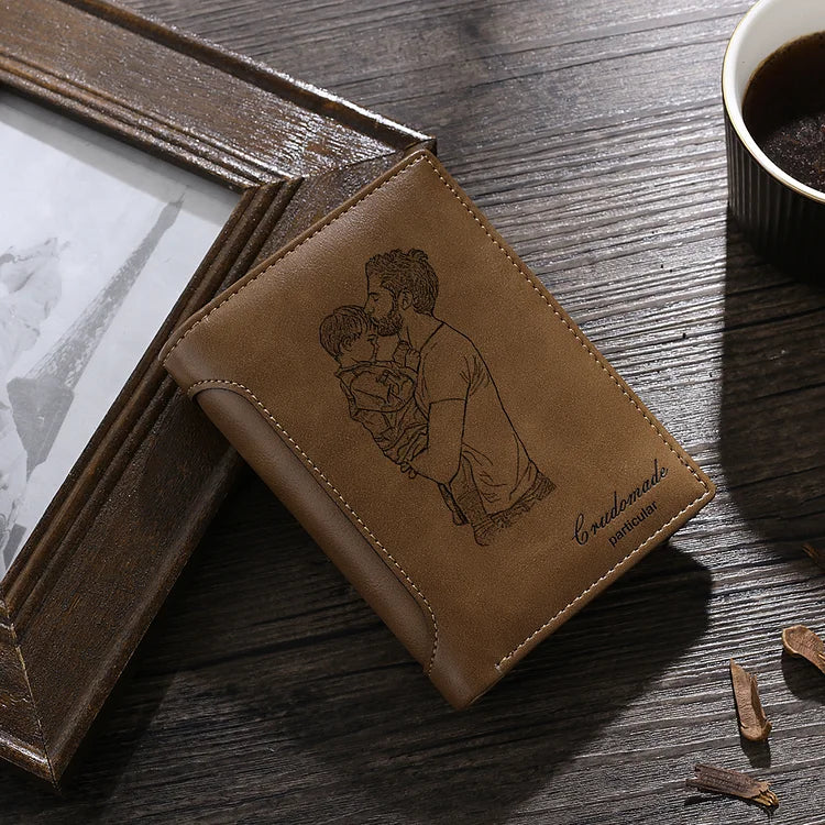 Men's Photo Custom Wallet Brown Personalized Gifts - For Fathers