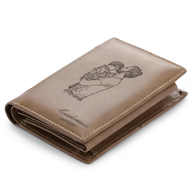 Men's Photo Custom Wallet Brown Personalized Gifts - For Fathers