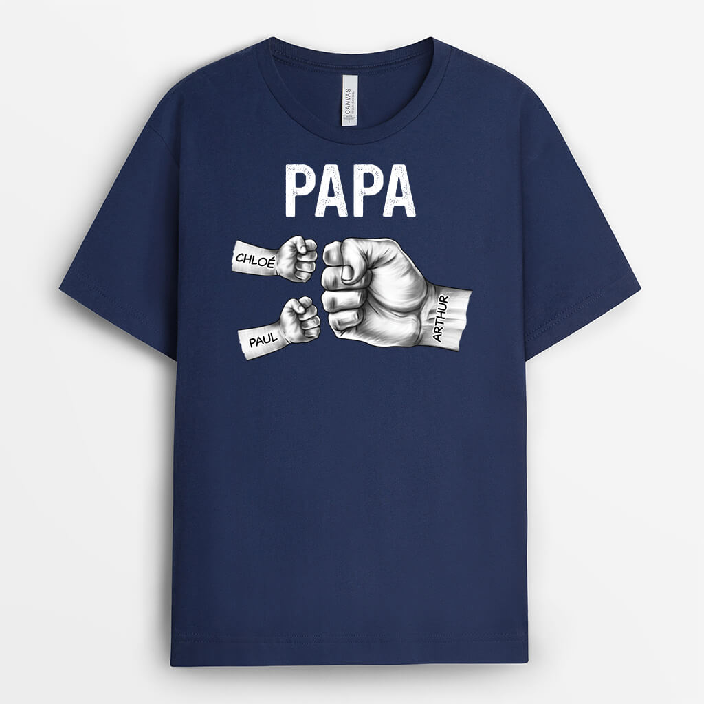 Daddy Fist Bumps Black And White Version - Personalized Gift T-Shirt For Dad