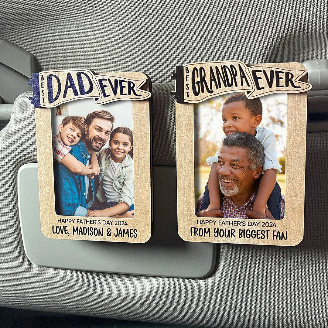 Grandpa/Dad Personalized Photo Car Visor Clip Picture Frame - Gift For Father's Day