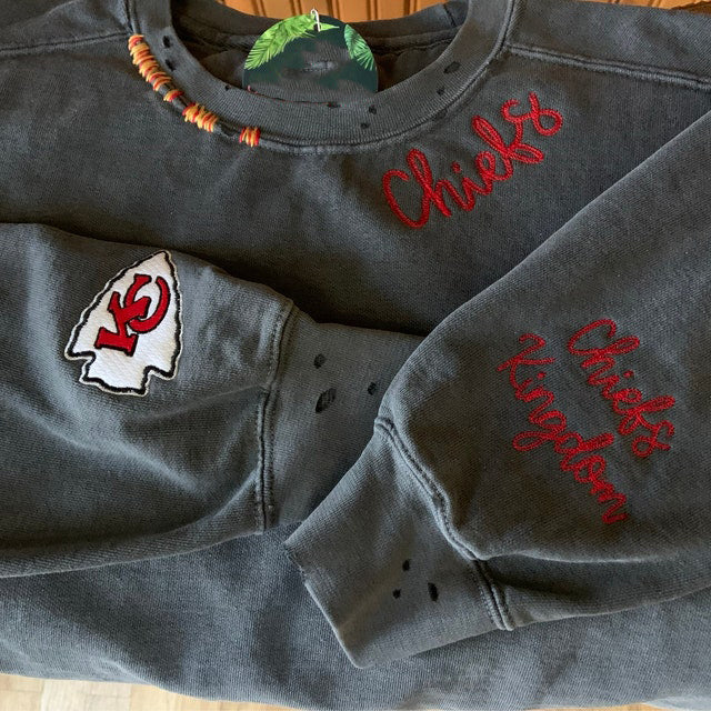 VINTAGE CUSTOM CREW-Custom Embroidered Hand Distressed Sweatshirt Crewneck