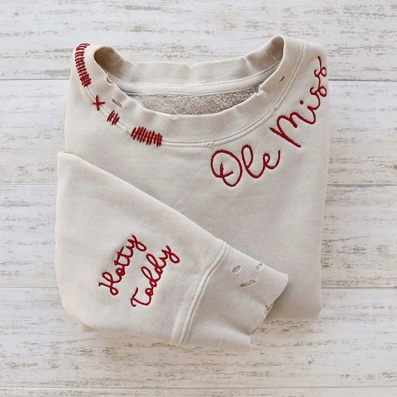 VINTAGE CUSTOM CREW-Custom Embroidered Hand Distressed Sweatshirt Crewneck