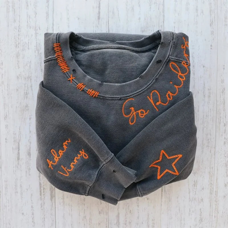 VINTAGE CUSTOM CREW-Custom Embroidered Hand Distressed Sweatshirt Crewneck
